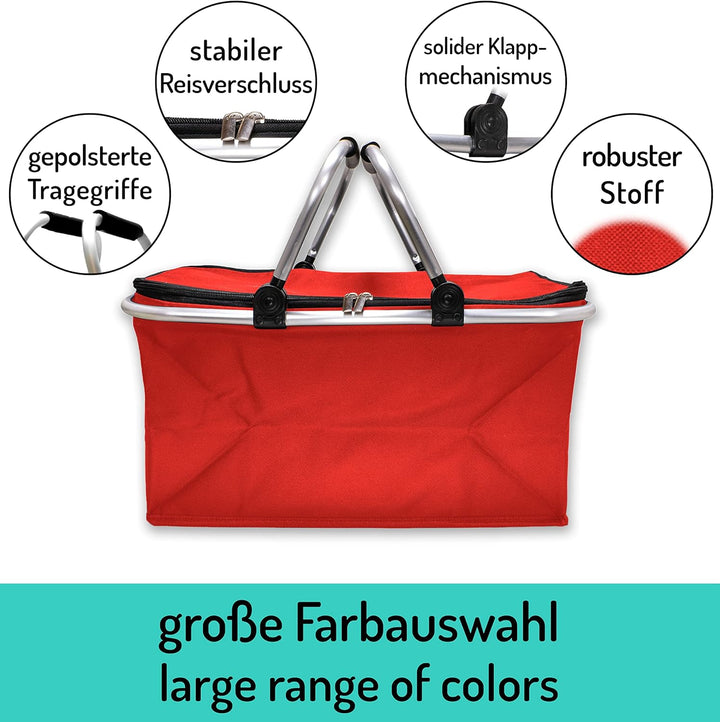 Einkaufskorb faltbar 25L - ideal für den Wocheneinkauf I Mit gepolsterten Tragegriffen & Reissversch