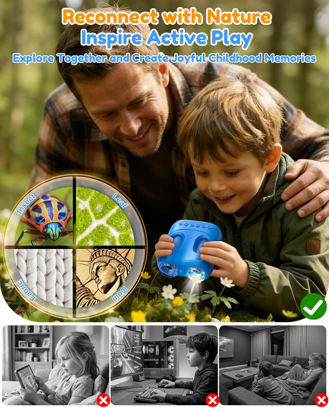 1000X Tragbares Digital Mikroskop für Kinder: 2-in-1 Mikroskop & Teleskop mit 4K 2,0" IPS Display, T