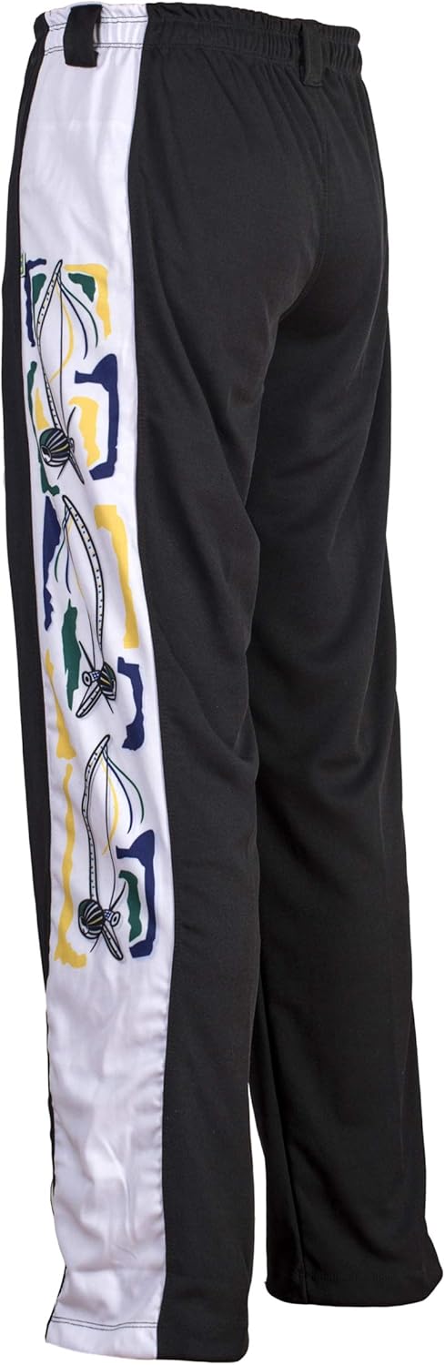 Authentische Brasilianische Capoeira Kampfkunst Junge Hose (Schwarz Mit Berimbau Drucken Entlang Bei