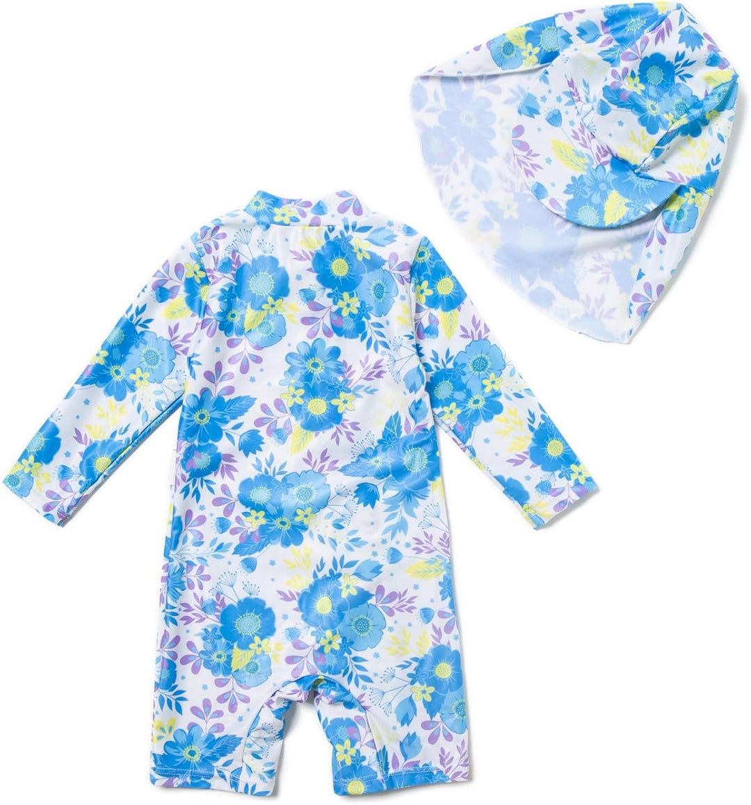BONVERANO Baby Mädchen Recycelter Badeanzug mit einem durchgehendem Reissverschluss UV-Schutz 50+ 3-