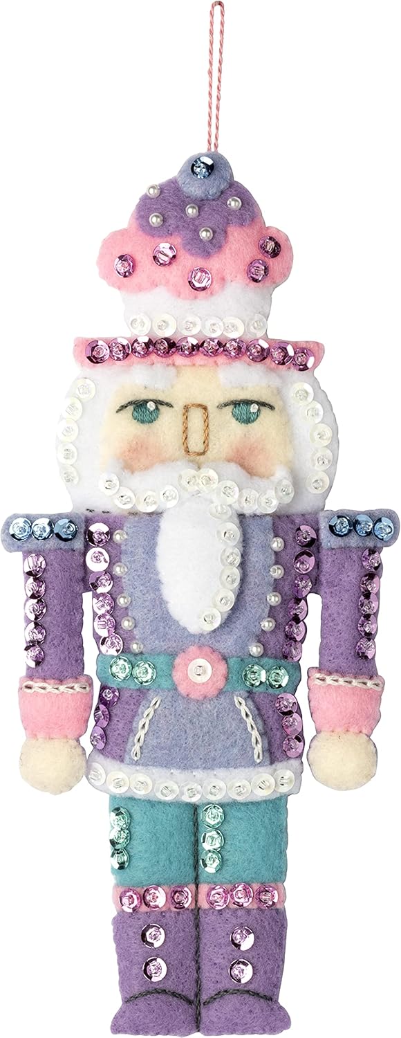 Bucilla Filz-Applikation Weihnachtsschmuck-Set, 6 Stück, Nussknacker, süsse Filzapplikation, Ornamen