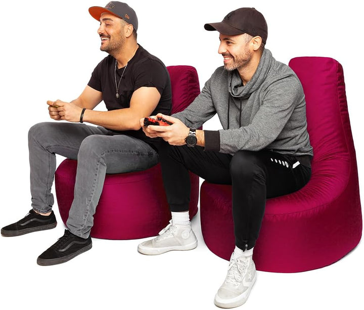 PATCH HOME Gamer Sessel inkl. Würfel Bean Bag Set Ø75cm, 30cm Sitzhöhe, 80cm Höhe + 35x35cm Würfel W