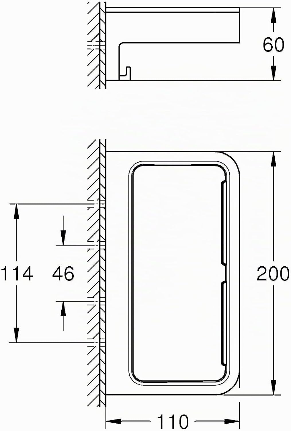 GROHE Start Cube, Seifenschale für die Dusche oder Badewanne, ohne Bohren (zum Kleben oder Bohren, i