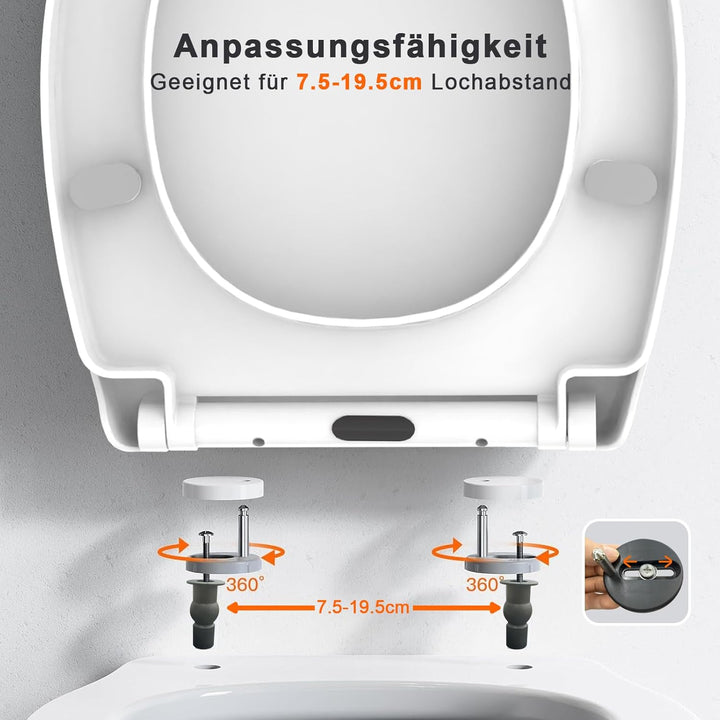 Surfou WC Sitz Mit Absenkautomatik, Toilettendeckel Weiss Oval Toilettenbrille Klodeckel Klo Deckel,