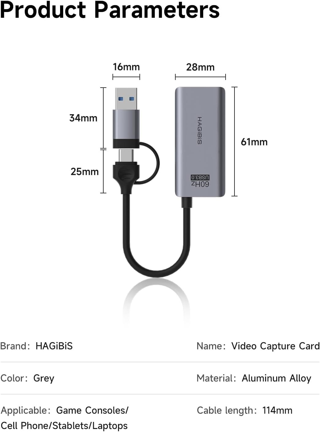 Hagibis USB 3.0 Video Capture Card with 100W PD HDMI to USB/USB C 1080P HD 60fps Live and Record Vid