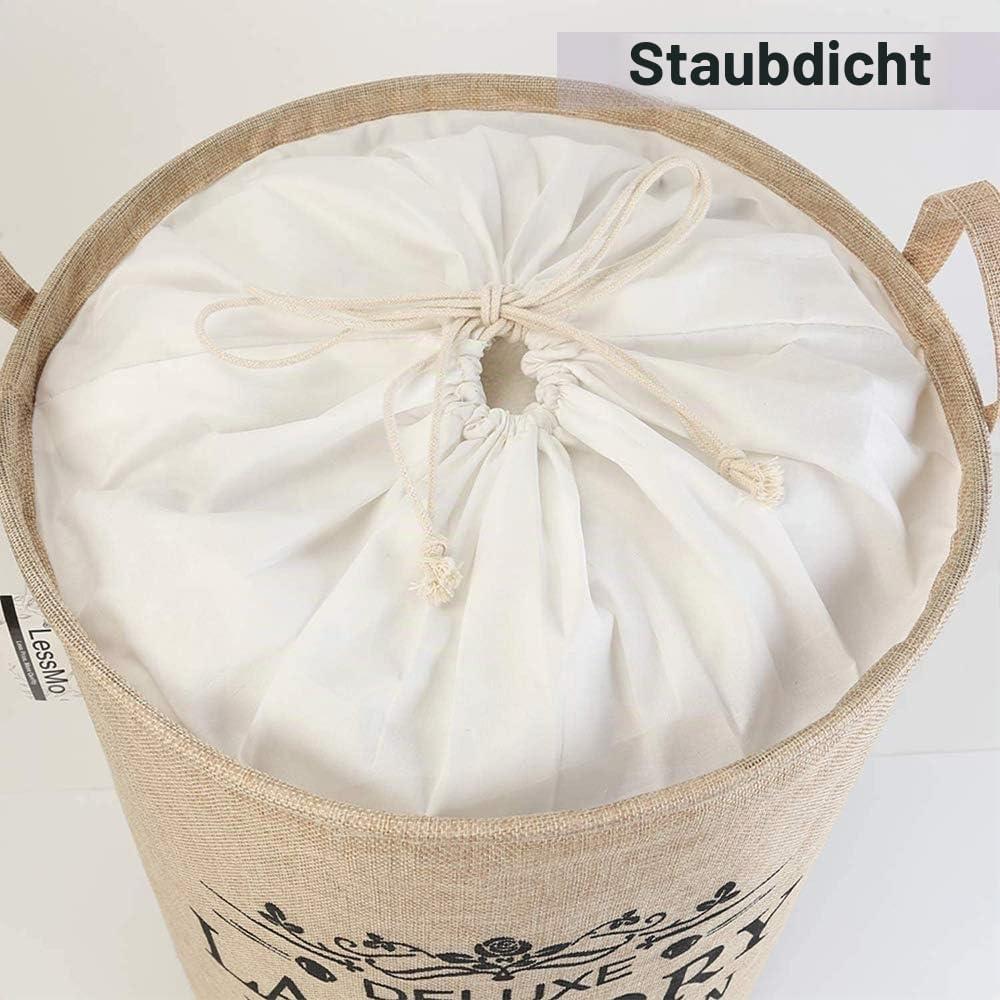 LessMo Wäschekorb, 2er 17.7" Pack Verdickte Faltbarer Runder Wäschesammler mit 2 Wäschesäcke, zusamm