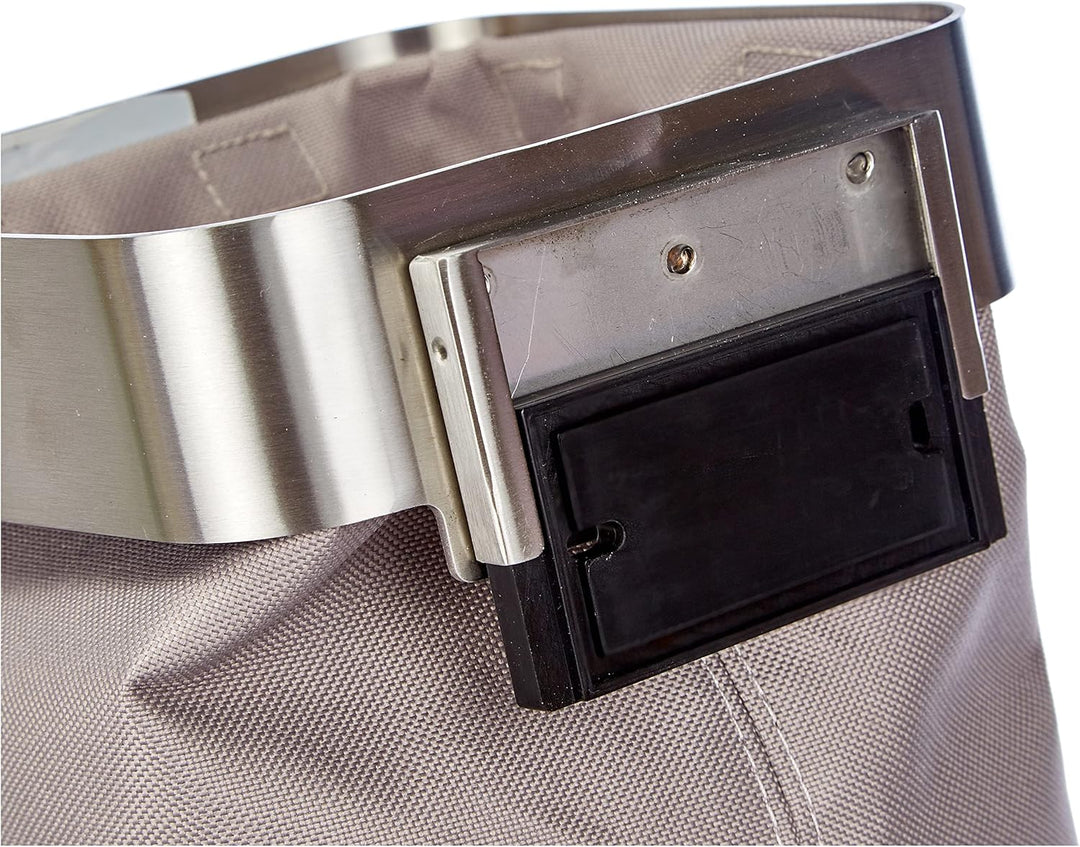 blomus -NEXIO- Gästehandtuchkorb aus mattiertem Edelstahl und Baumwoll-Stofftasche, stilvolles Taupe