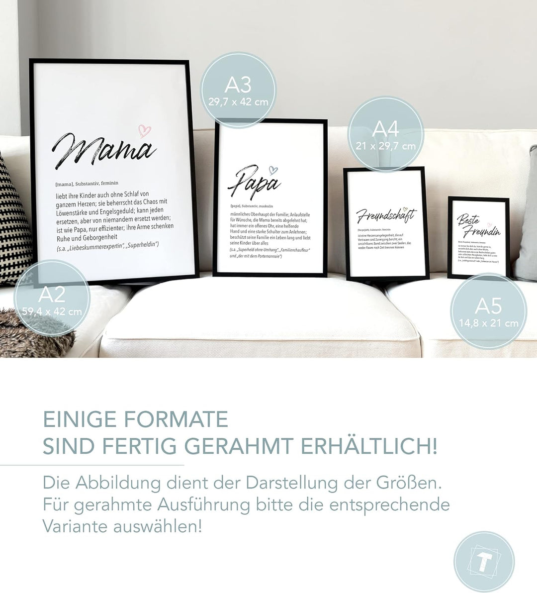 Papierschmiede® Herz Definition: Papa, DIN A1 (ca. 59x84 cm), Poster für Wohnzimmer, Schlafzimmer, W