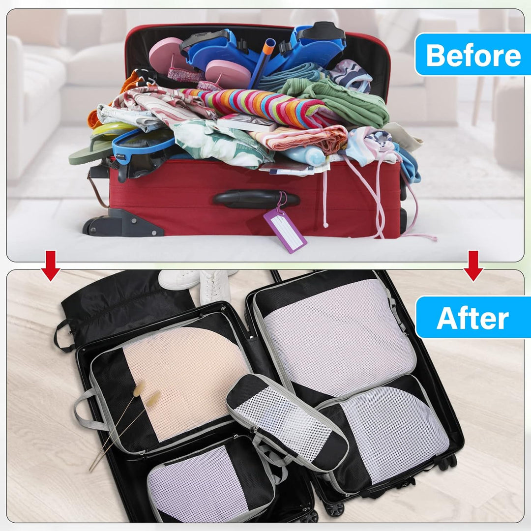 Lubardy Packing Cubes mit Kompression 4-teilig/6-teilig Koffer Organizer Set Packwürfel Packtaschen
