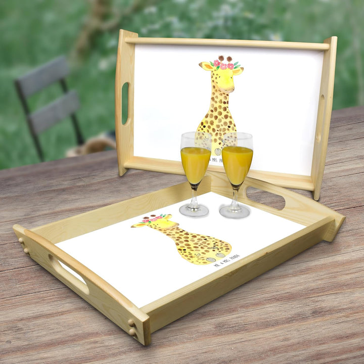 Mr. & Mrs. Panda Tablett Giraffe Blumenkranz - Geschenk, Wildtiere, Abenteurer, Freundin, Küchentabl
