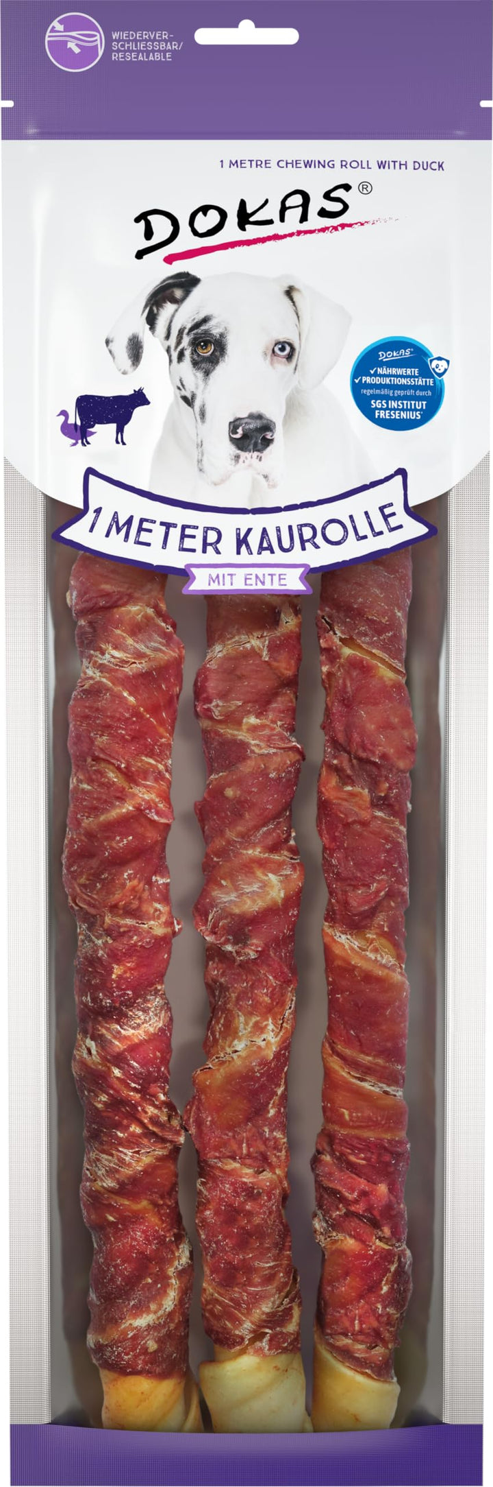 DOKAS - 1m Kaurolle mit Entenbrust 8er Pack (8 x 315g)