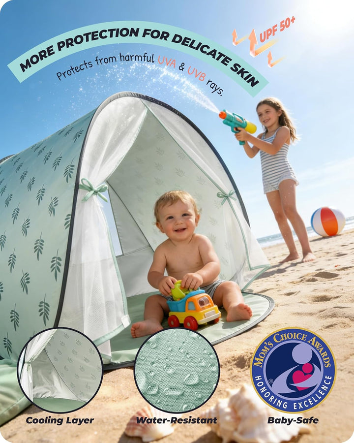Strandmuschel Baby mit UV-Schutz UPF 50+, Pop-Up Strandzelt für Kinder & Babys, Automatischer Aufbau