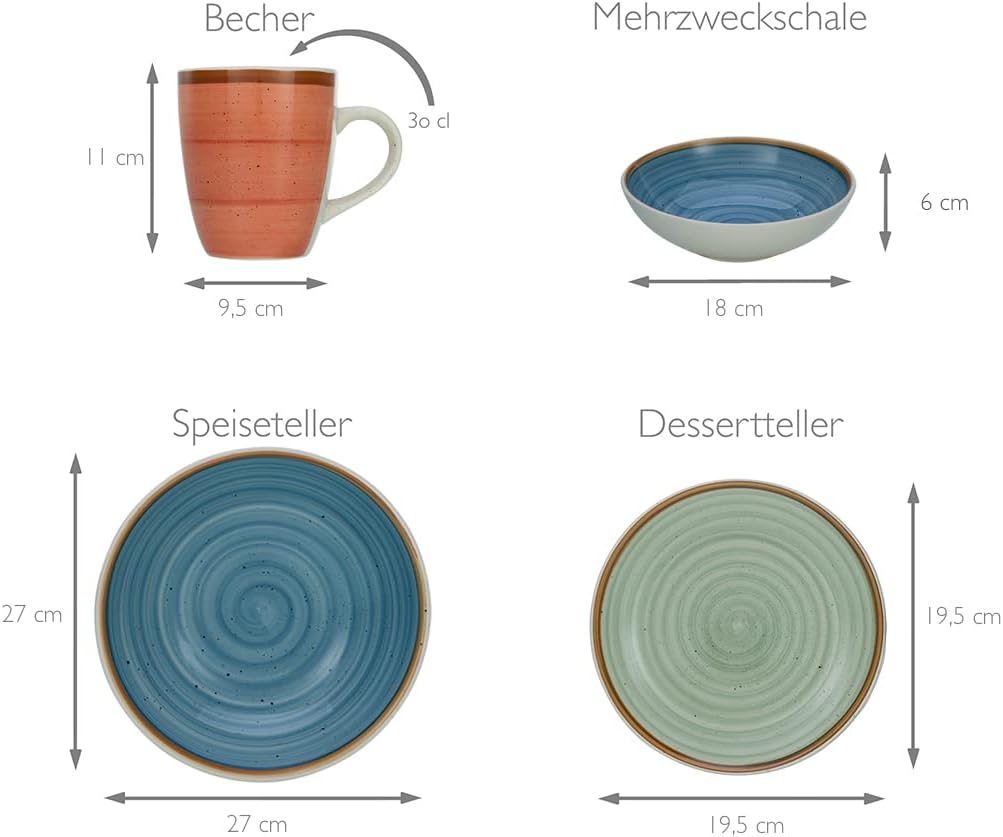 CreaTable, 22851, Serie COUNTRY, Geschirrset, Kombiservice 24