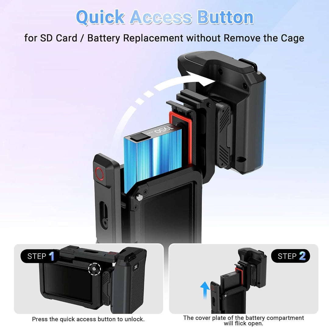 JJC Osmo Action 5 Pro Cage Street Grip Kit, Metall-Schutzrahmen mit Griff für DJI Osmo Action 5 Pro/