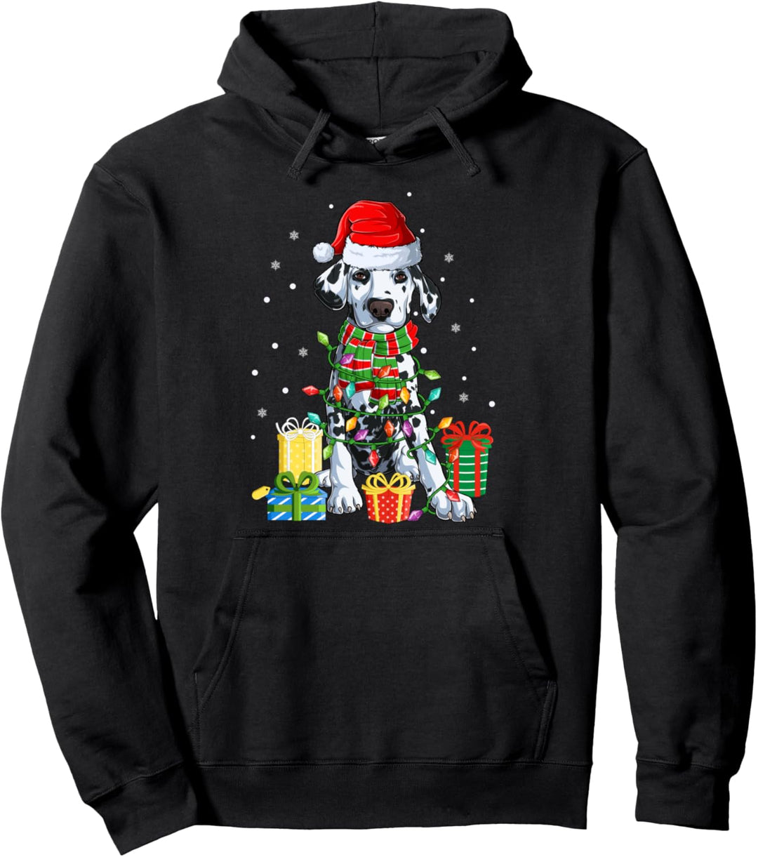 Weihnachts-Pyjama, Weihnachtsmann-Dalmatiner, Weihnachtsmotiv, mit Licht Pullover Hoodie