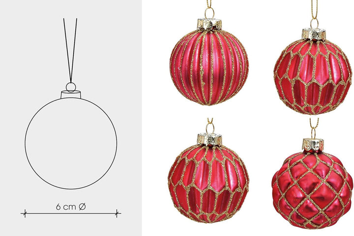 MC 12er Set edle Luxus Glas Weihnachtskugeln Ø 6cm Weihnachtsbaum Kugeln Christbaumkugeln Weihnachts