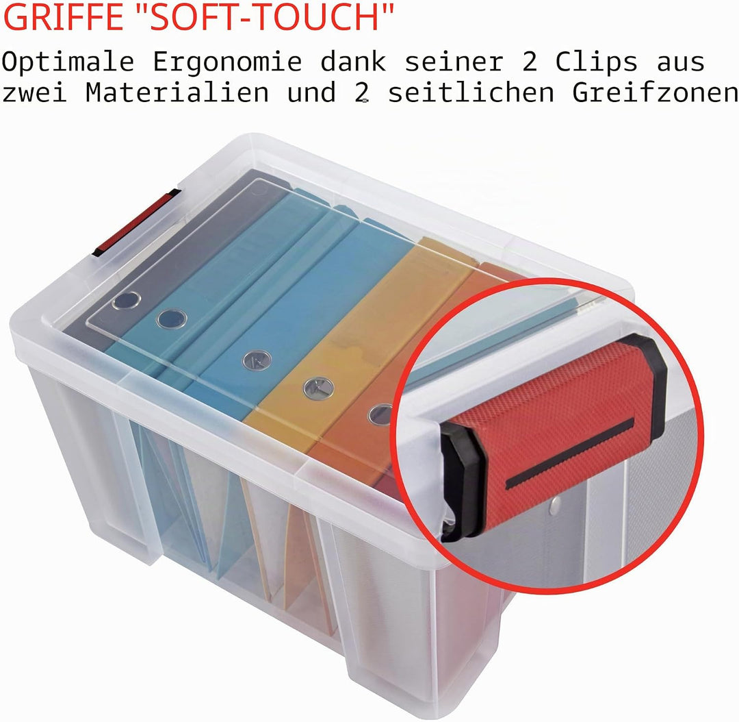Sundis 4501001 Clip 'n' store Aufbewahrungsbox mit Deckel Kunststoff transparent 50 x 39 x 32,5 cm 4