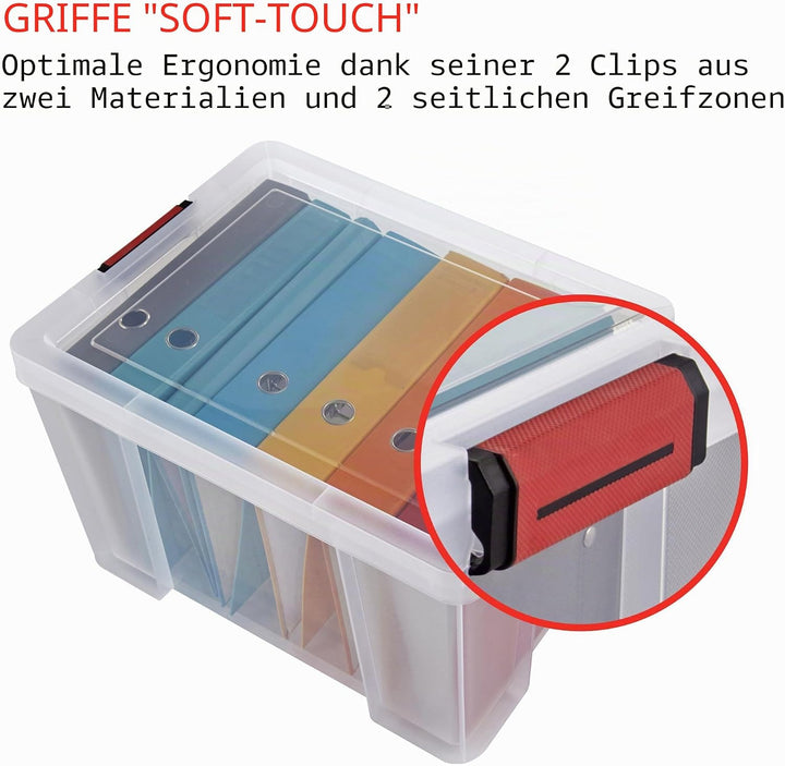 Sundis 4501001 Clip 'n' store Aufbewahrungsbox mit Deckel Kunststoff transparent 50 x 39 x 32,5 cm 4