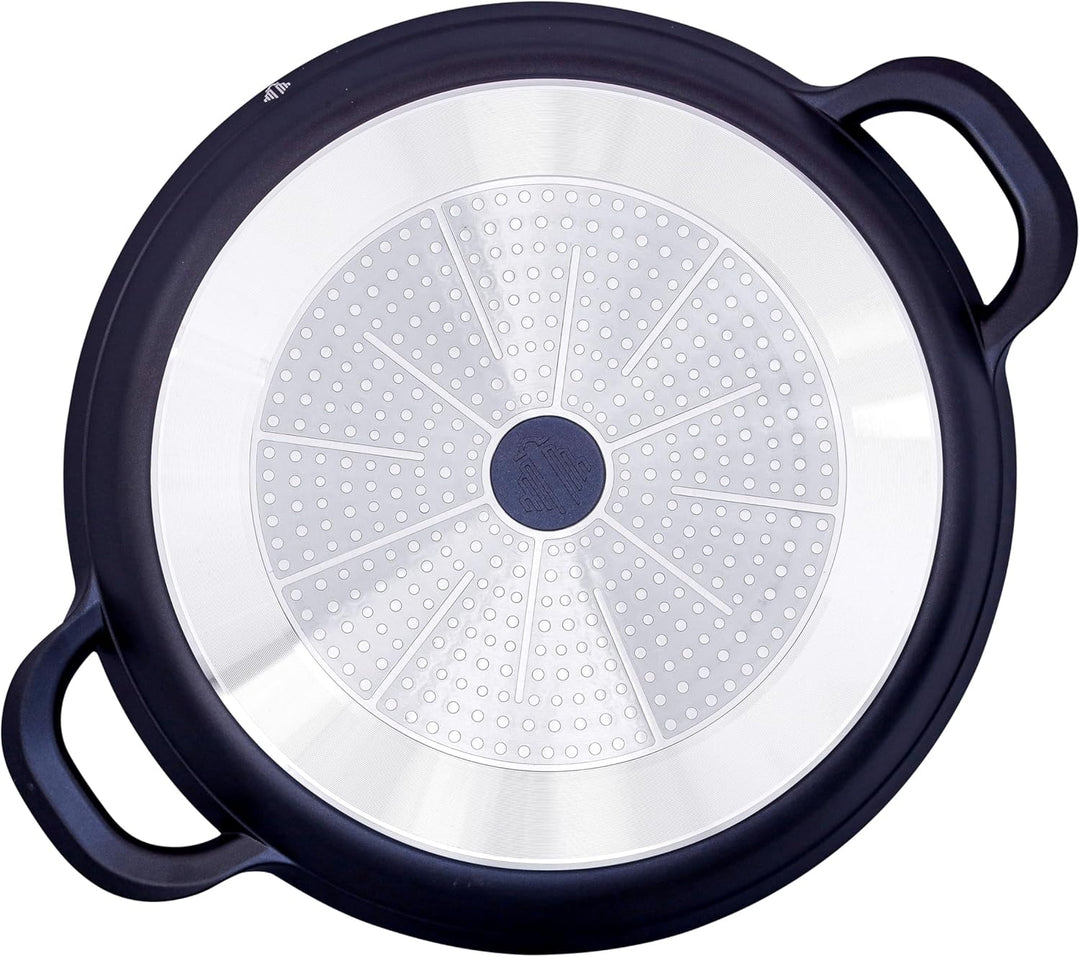 INTIGNIS Paella Pfanne Mit Glasdeckel, Keramikbeschichtung GREBLON®, Aluminium Paellapfanne 36 cm, I