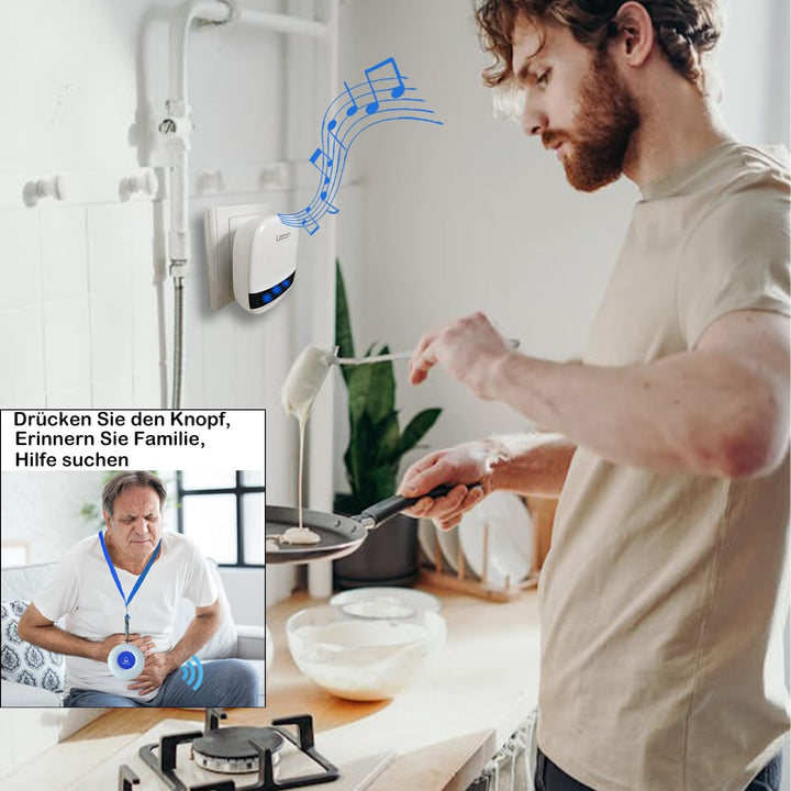 LIOTOIN Notrufknopf für Senioren Notruf Kabellos Notfallknopf Hausnotruf für Senioren SOS Alarm Notr