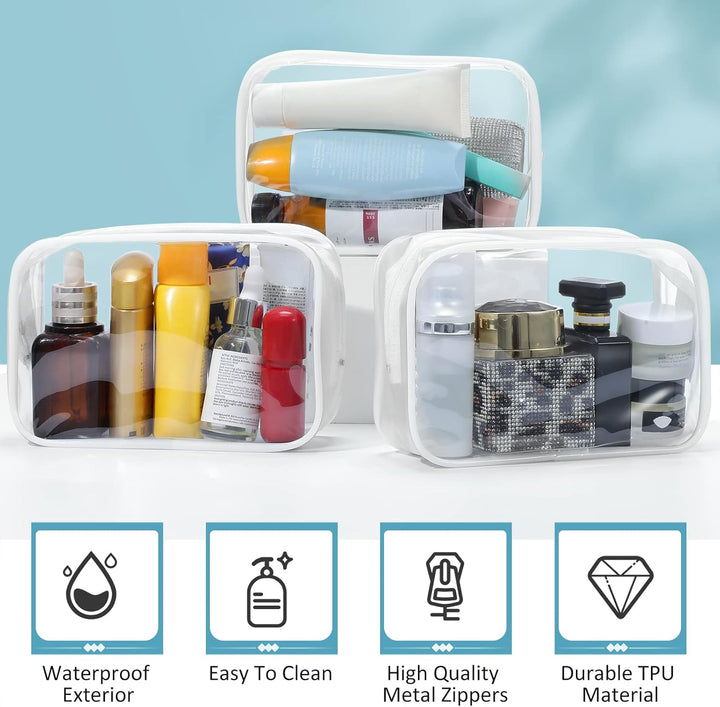 Weewooday Transparente Kosmetiktasche aus PVC, mit Reissverschluss, Kosmetiktasche, wasserdicht, für