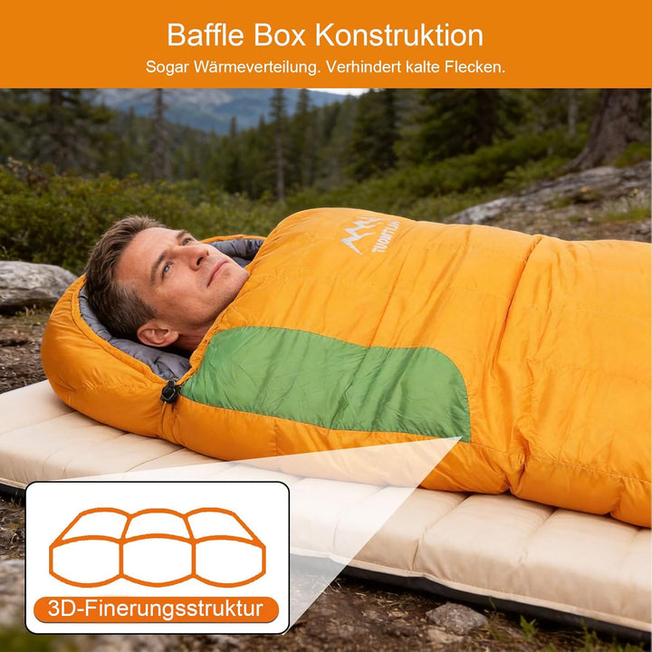 Daunen Deckenschlafsack, Leichter Kleiner Kompakt Schlafsack für Alle Jahreszeiten Camping, Wandern