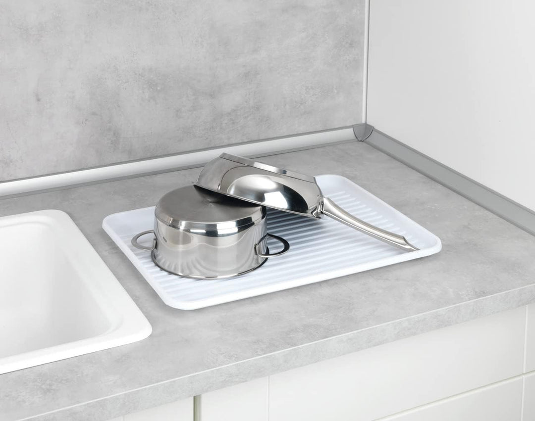 WENKO Geschirrabtropfer Clean, verchromtes Metall, 47 x 12.5 x 32 cm, Silber glänzend