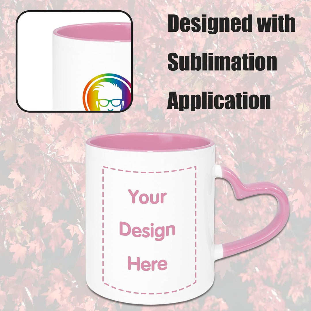 MR.R 11oz Sublimations-Innenfarbbecher mit Herzgriff 6 Stück Per Pakung Gelb Pink, Pink
