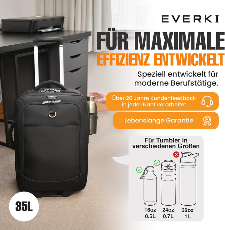Everki EKB420 Laptop Trolley mit anpassbarem Fach für Notebooks von 15" bis 18,4" (38,1-46,8 cm), Sc