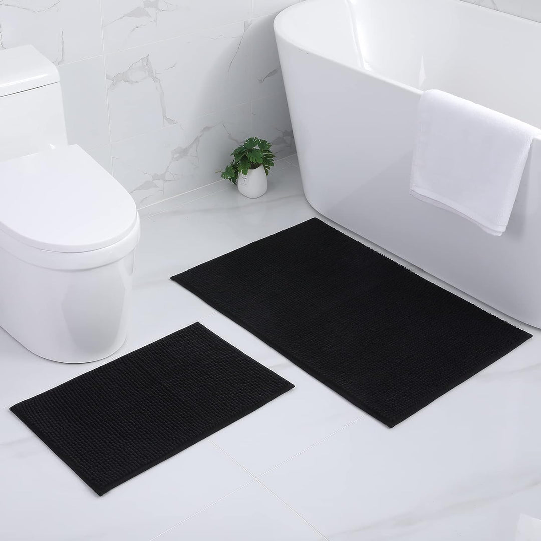 Homaxy Chenille Badezimmerteppich Set 2 teilig rutschfeste Badematte Set Weich Saugfähige Badteppich