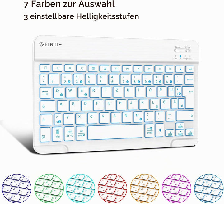 Fintie Tastatur Hülle für iPad 10. Generation 2022 (10.9 Zoll), Keyboard Case mit 7-farbig Beleuchte