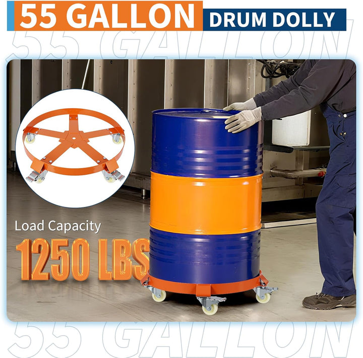 Garvee Fassroller,Rundes Rollbrett Aus Metall ø 64 cm,190L Transportroller Bis 1000 Lbs,Schwerlastro