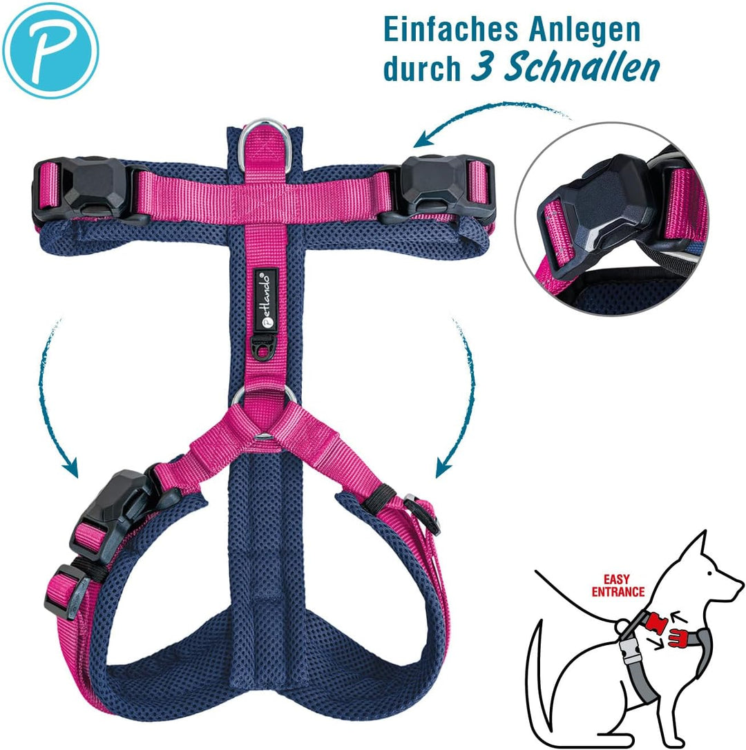 Petlando Hundegeschirr Magnetech Y-Comfort – Innovative Magnetschnalle, atmungsaktiv, mit Mesh gepol