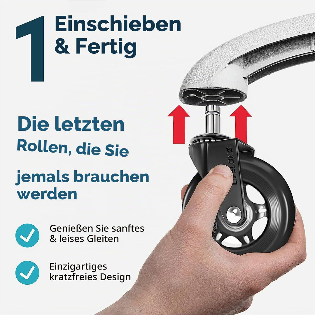 Bürostuhl Rollen 5er-Set für IKEA Bürostuhl, Schaftgrösse 10X22mm, Bürostuhl-Räder Ersatzrollen für