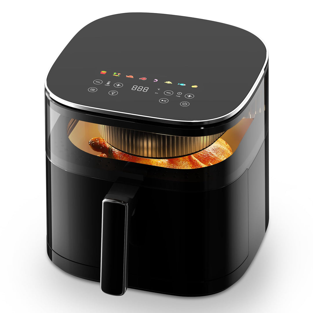 aeco TOUCH AirFryer 5,7 Liter, Heissluftfritteuse mit 270° beleuchtetem Sichfenster & digitalem Touc
