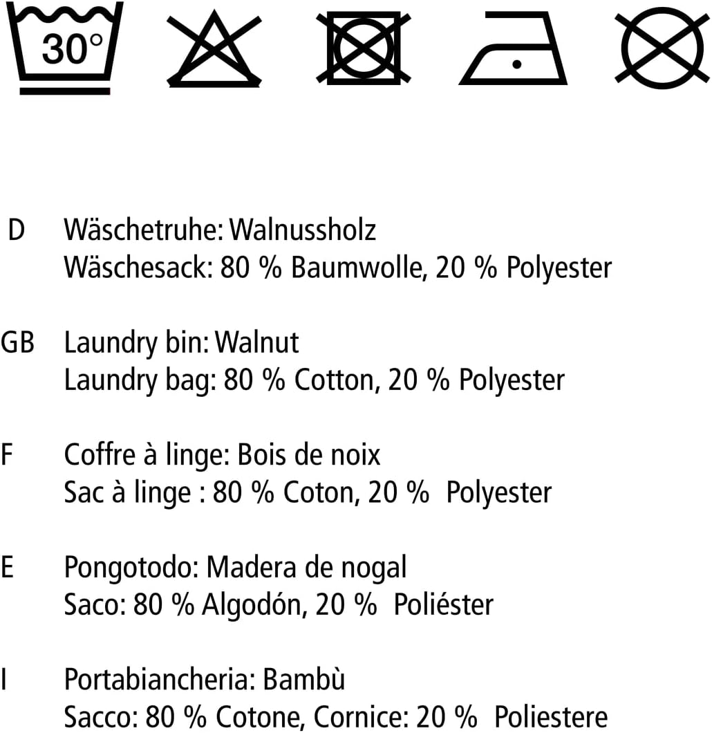 WENKO Wäschetruhe Norway, Wäschesammler mit herausnehmbarem Baumwoll-Wäschesack, Walnussholz, Fassun
