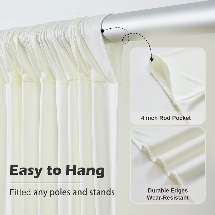 HBBMAGIC 4 Stücke 1,5×3cm Elfenbein Hintergrund Vorhänge für Hochzeit Party 100% Polyester Falten fr