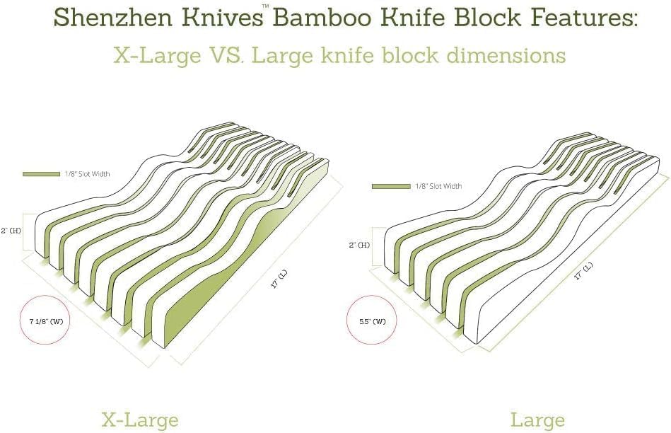 Shenzhen Knives Grosser Schubladen-Messerblock: 11 Slot (hält 10-12 Messer) Leerer Bambusholz-Messer