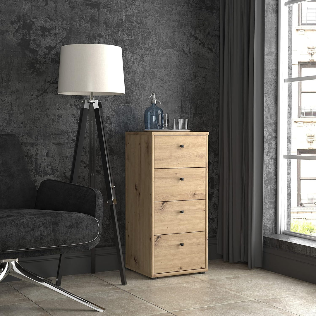 FORTE TEMPRA 2 Kommode mit 4 Schubladen, Holzwerkstoff, Artisan Eiche Dekor, (B x H x T) 38,6 x 85,5