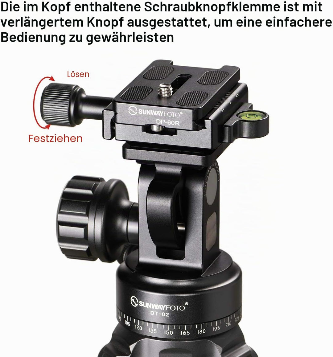 Sunwayfoto DT-02D50 2-Wege-Neiger Stativkopf schwarz