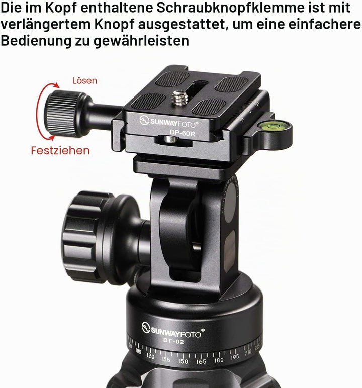 Sunwayfoto DT-02D50 2-Wege-Neiger Stativkopf schwarz