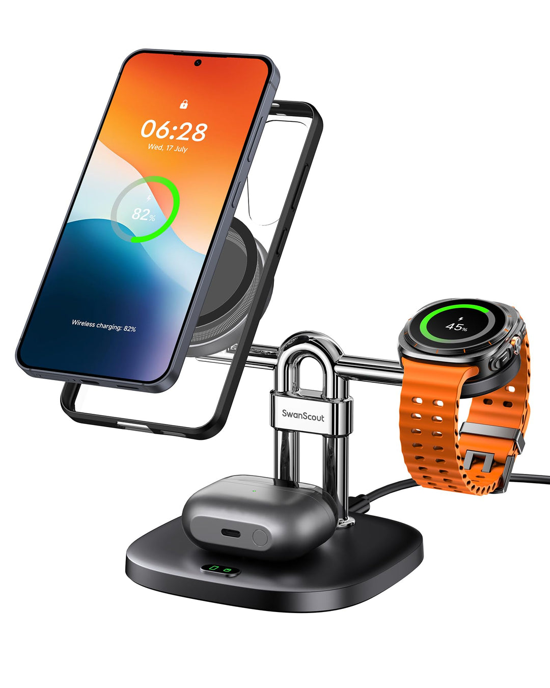 Magnetische Induktive Ladestation für Samsung S26 Ultra/S26+/S26, 3 in 1 Wireless Charger für Samsun