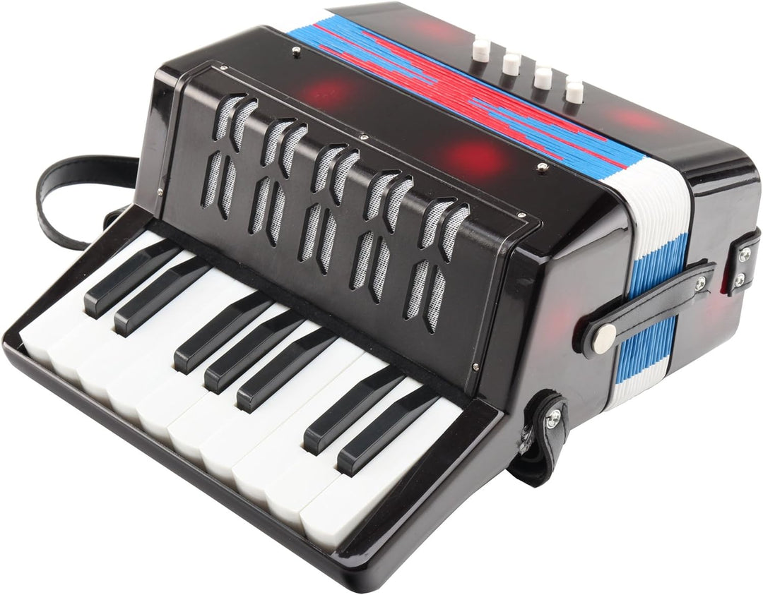 Classic Cantabile Bambino Nero Kinder Akkordeon, Schwarz (ab 3 Jahre, 17 Noten Tasten, 8 Bässe, eins