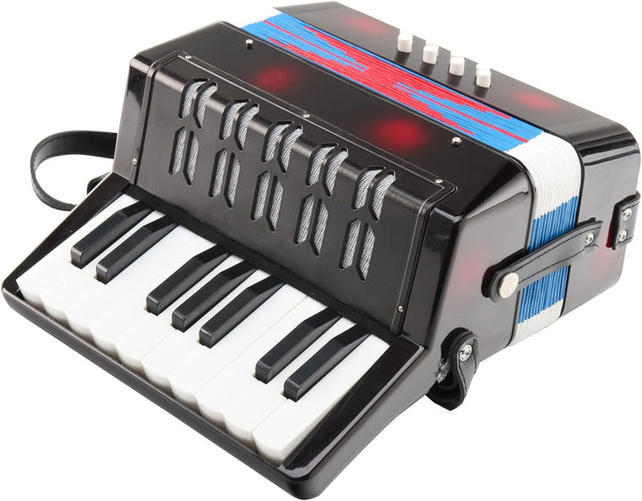 Classic Cantabile Bambino Nero Kinder Akkordeon, Schwarz (ab 3 Jahre, 17 Noten Tasten, 8 Bässe, eins