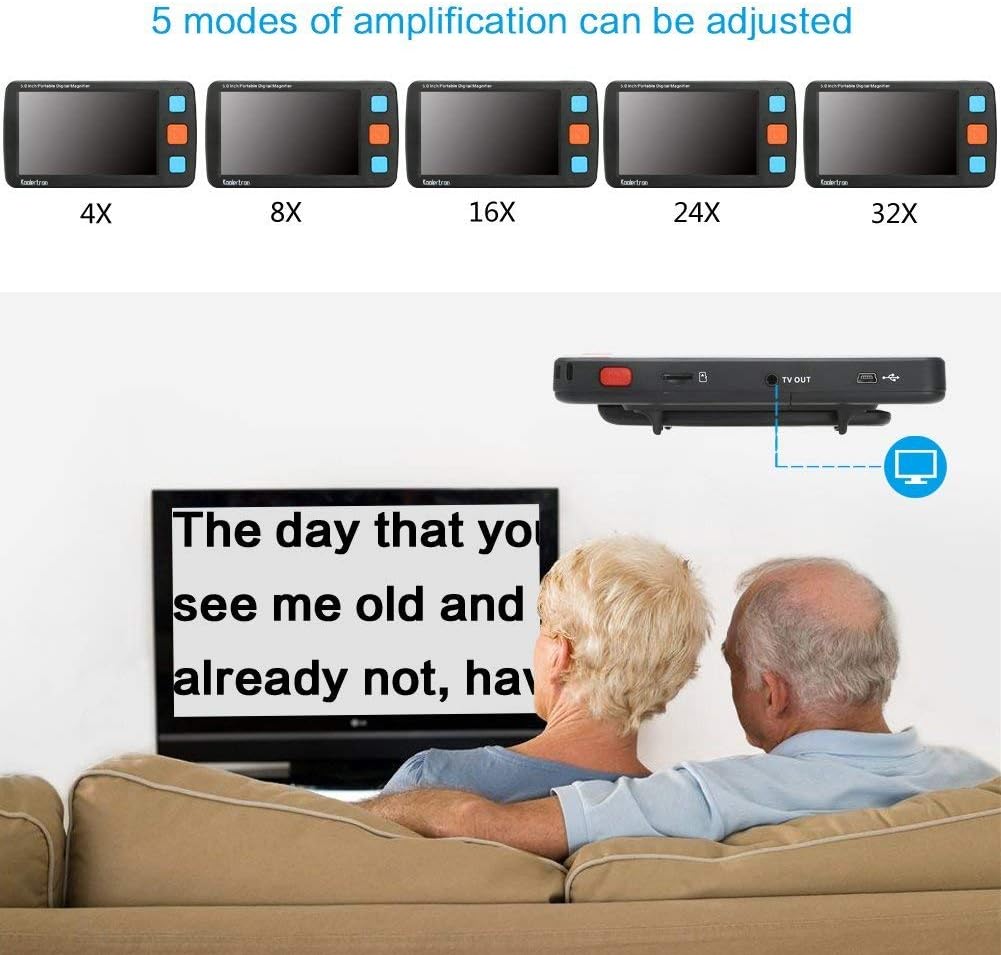 Low Vision Digitale Elektronische Leselupe,Mobile Lesehilfe mit 5 Zoll LCD-Monitor