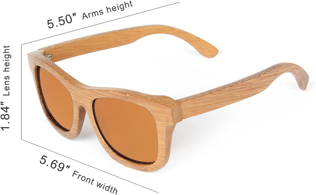 Ynport Bambus-Sonnenbrille für Herren/Damen, klassisches Design, mit Holz beschichtet, Vintage-Stil,