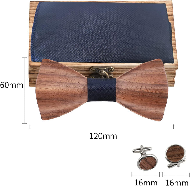 Mr.Van Hölz Fliege Herren Klassische, Holzfliege Set Handgearbeitete Natürliche Hölzerne Krawatte fü