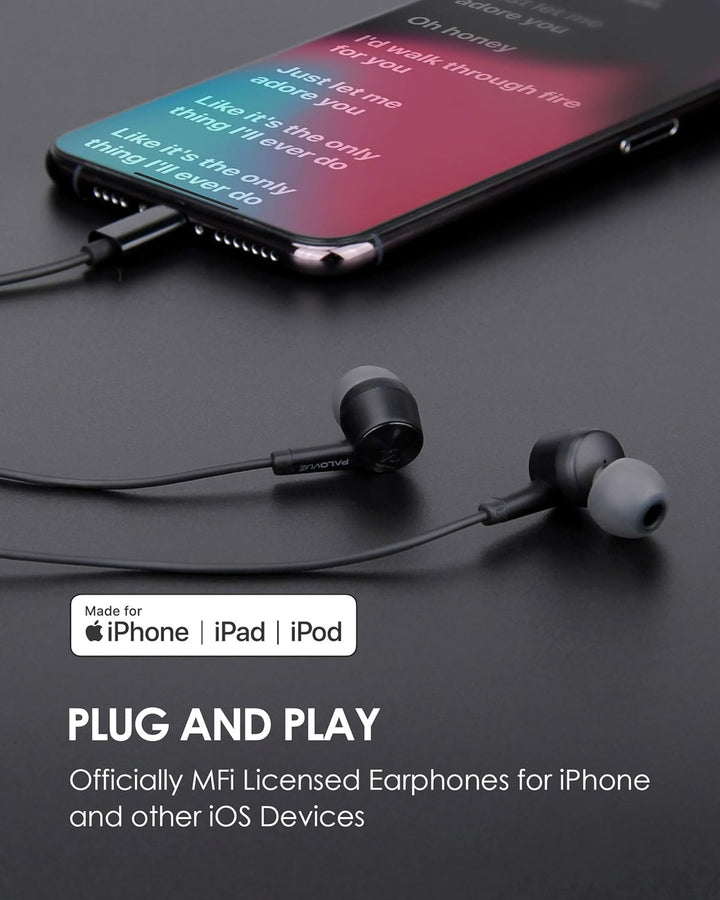 PALOVUE Lightning Kopfhörer Ohrhörer MFi-zertifiziert kompatibel mit iPhone 14, 13, 12, 11, Pro Max,