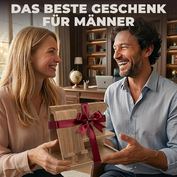 TESLYAR Holz-Telefon-Dockingstation für Männer – Schreibtisch- oder Nachttisch-Organizer – Geburtsta