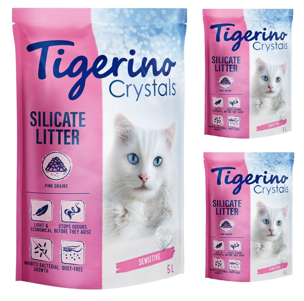 Tigerino - Crystals Katzenstreu 15L bunt | Multipack | Sensitive, parfümfrei | für geruchssensible K